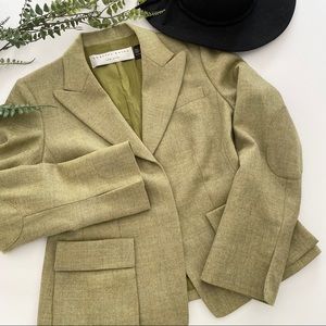 Charles Nolan New York green herringbone blazer
  snap front closure size 14